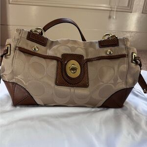 COACH Tan and Brown Handbag